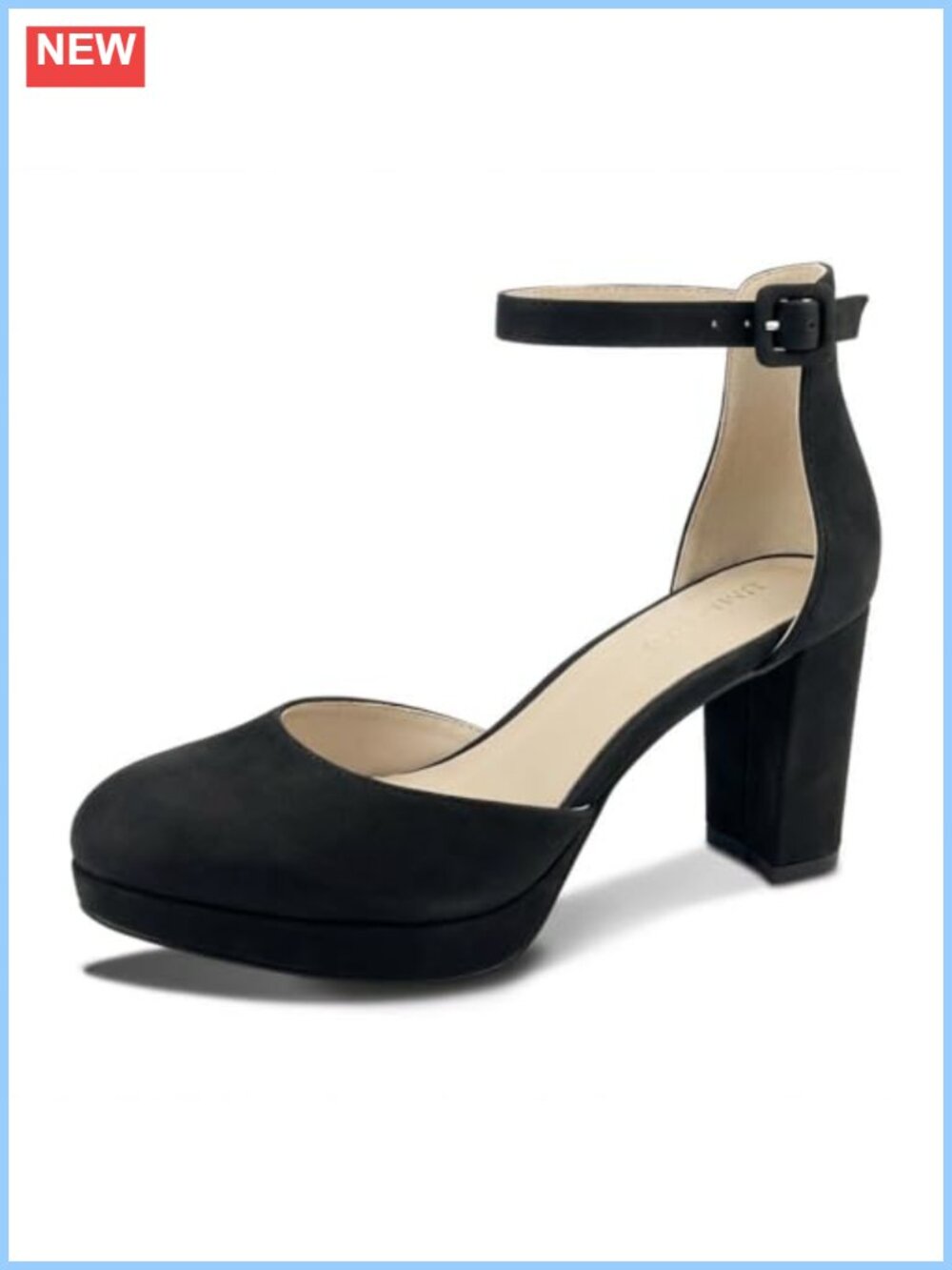 Chunky Platform Heels for Women Closed Toe Ankle Strap Block Heel Pumps